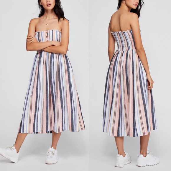 Free People Lilah Pleated Tube Dress Removable Straps Size Medium NEW - Picture 16 of 16